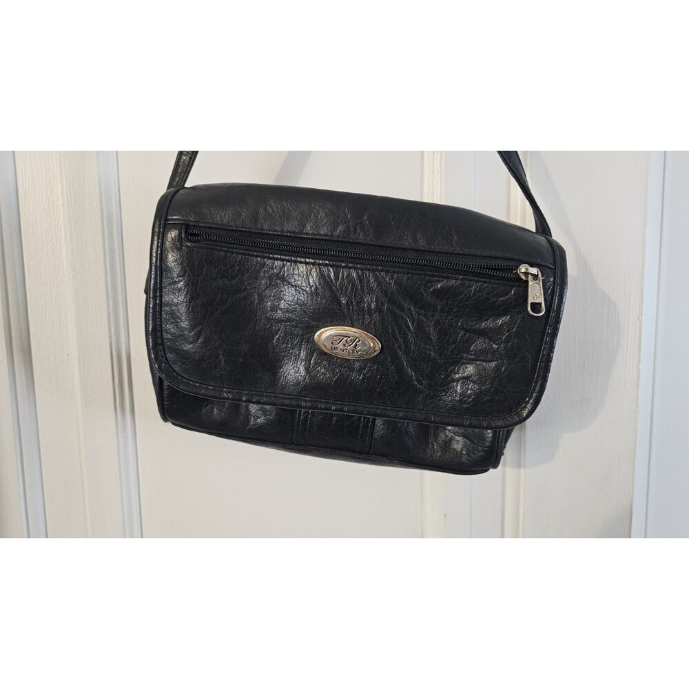 Vintage TR Bentley Soft Black Leather Medium Crossbody Hobo Boho Purse Bag